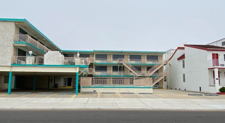 Empty motel parking lots in the Wildwoods Empty motel parking lots in the Wildwoods