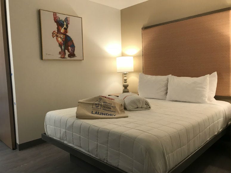 A bedroom in the Ronald McDonald House. A home away from home for the families of hospitalized children gets a little more comfy with the "tower" - the latest phase of the expansion project underway at the Ronald McDonald House in West Philadelphia.