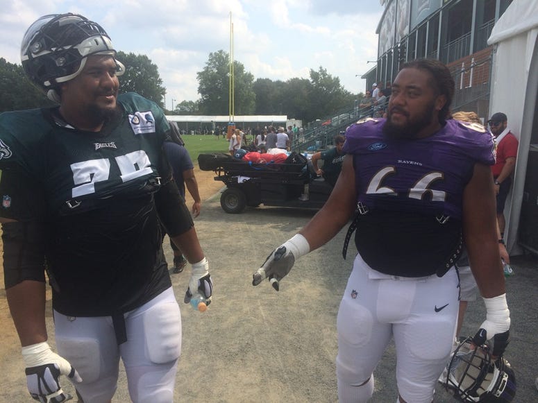 The joint workouts also created a South Jersey reunion. After recovering from a knee injury last season, Corey Clement was getting a large number of snaps with the top unit. The Glassboro native was going against Baltimore's Anthony Averett. Eagles