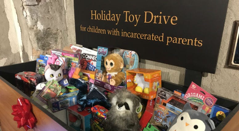 A toy drive for area kids with incarcerated parents is being held for a sixth year at a Philadelphia historic site that used to be a prison. A toy drive for area kids with incarcerated parents is being held for a sixth year at a Philadelphia historic site that used to be a prison.