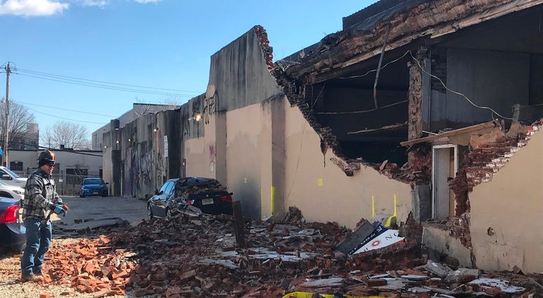 Officials say the wind is to blame for a partial building collapse at Fifth and Master streets in Kensington. Officials say the wind is to blame for a partial building collapse at Fifth and Master streets in Kensington.