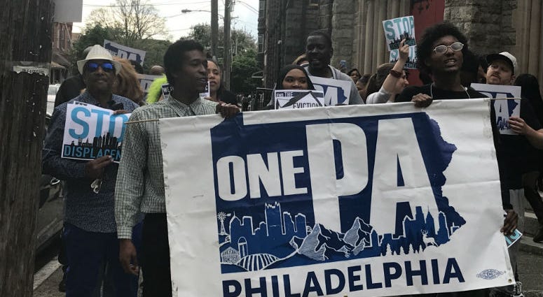 Residents in North Philadelphia unite to protest renting practices. North Philadelphia community members took to the streets to protest a number of injustices done by realty groups and renters in their neighborhood.