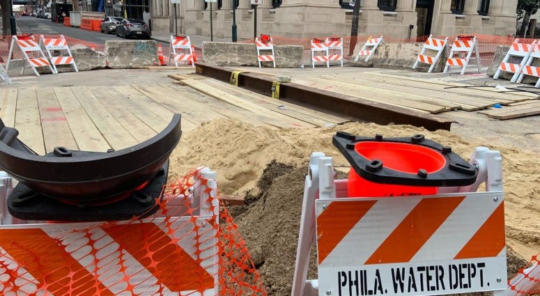 Repair work on Third and Arch Streets after a water main break in January. Repair work on Third and Arch Streets after a water main break in January.