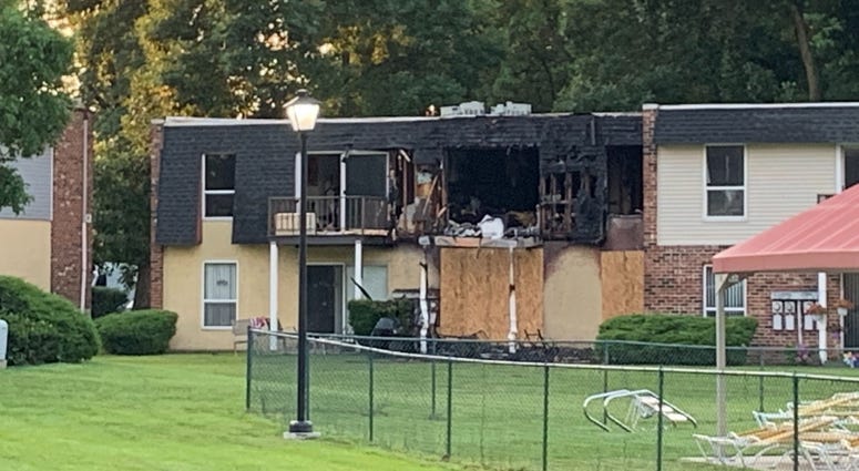 Fire rips through a section of the Ryan’s Run East Apartments in Maple Shade overnight. Fire rips through a section of the Ryan’s Run East Apartments in Maple Shade overnight.
