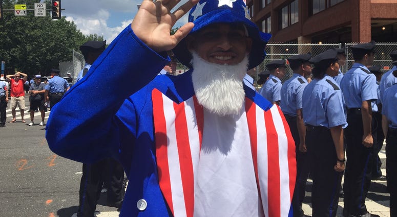 This man is wearing his patriotism literally at the 2019 Independence Day Parade. This man is wearing his patriotism literally at the 2019 Independence Day Parade.