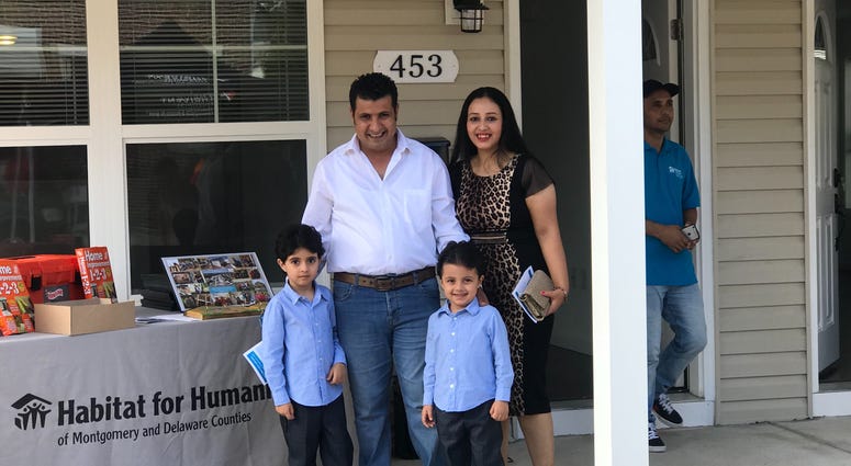 After 13 months of hard work, members of Habitat for Humanity of Montgomery and Delaware Counties welcomed Hani and Hayam Samaan and their sons, 4 year-old Matthew and 5-year-old Karas, into their new three-bedroom Bridgeport twin home. Habitat for Humanity of Montgomery and Delaware Counties