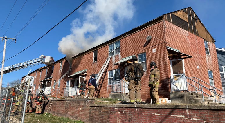 Montgomery County firefighters take part in a rare live fire training session at an eight-home complex in Upper Dublin scheduled for demolition. Montgomery County firefighters take part in a rare live fire training session at an eight-home complex in Upper Dublin scheduled for demolition.