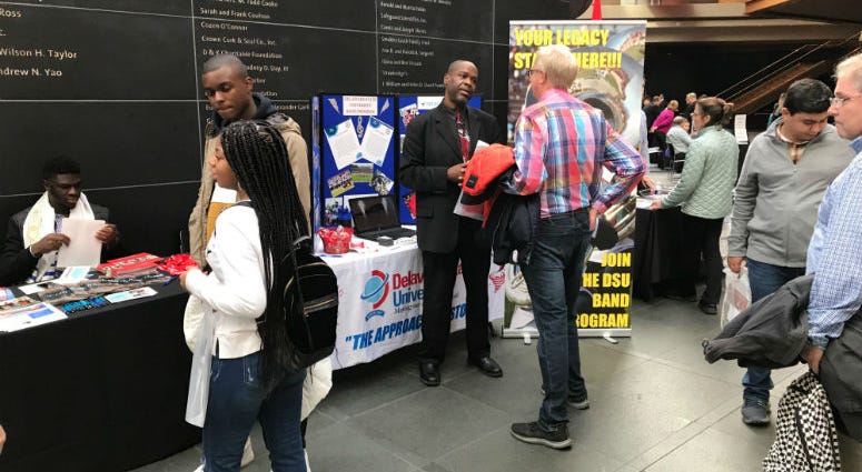 Nearly 400 students from all over the region explored tables at the Kimmel Center with information for roughly 50 college music programs from 18 states. Nearly 400 students from all over the region explored tables at the Kimmel Center with information for roughly 50 college music programs from 18 states.