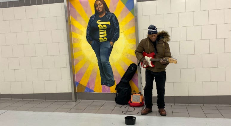 Raymond de la Cruz performing at SEPTA concourse. Musician Raymond de la Cruz performing at SEPTA concourse.