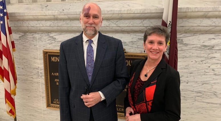 Greg Nester, chief of mental health in the Montgomery County Public Defender’s Office, with Cara McMenamin with DA’s office. Greg Nester, chief of mental health in the Montgomery County Public Defender’s Office, with Cara McMenamin with DA’s office.
