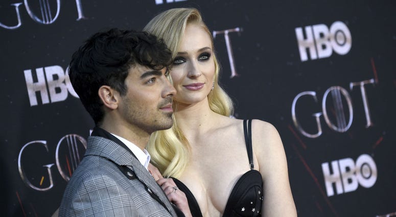 In this April 3, 2019 file photo, Joe Jonas, left, and Sophie Turner attend HBO's "Game of Thrones" final season premiere at Radio City Music Hall in New York. In this April 3, 2019 file photo, Joe Jonas, left, and Sophie Turner attend HBO's "Game of Thrones" final season premiere at Radio City Music Hall in New York.