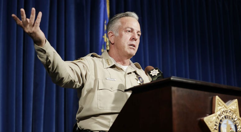 Clark County Sheriff Joe Lombardo speaks at a news conference regarding the Oct. 1 shooting on Friday, Aug. 3, 2018, in Las Vegas. Clark County Sheriff Joe Lombardo speaks at a news conference regarding the Oct. 1 shooting on Friday, Aug. 3, 2018, in Las Vegas.