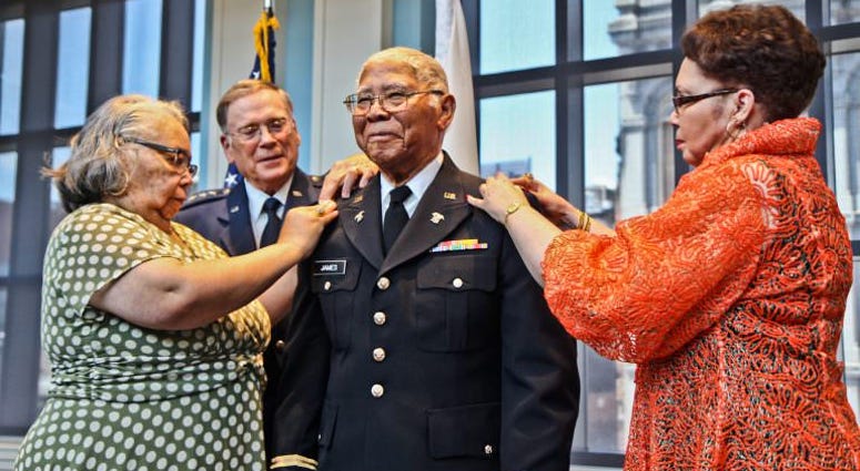 In June of 2018, John E. James Jr. got his officers commission at the Museum of the American Revolution, 75 years after his graduation. In June of 2018, John E. James Jr. got his officers commission at the Museum of the American Revolution, 75 years after his graduation.