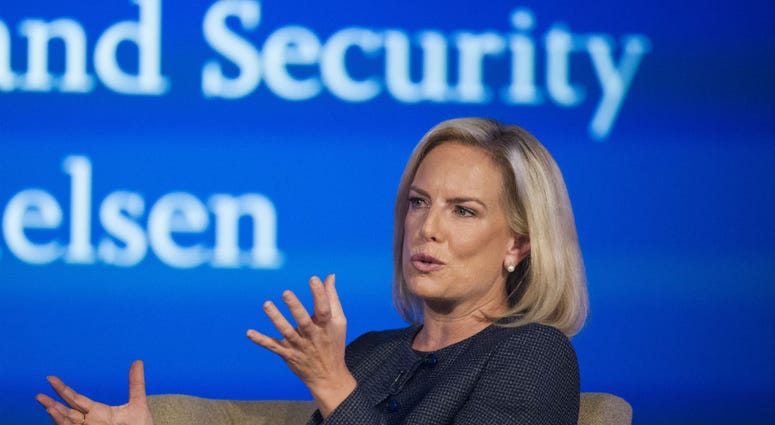 President Donald Trump has soured on Homeland Security Secretary Kirstjen Nielsen and she is expected to leave her job as soon as this week. In this Sept. 5, 2018 file photo, Secretary of Homeland Security Kirstjen Nielsen speaks to George Washington University's Center for Cyber and Homeland Security, in Washington.