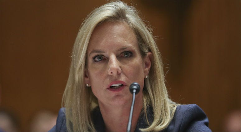 In this Tuesday, May 8, 2018 file photo, Homeland Security Secretary Kirstjen Nielsen testifies before Senate Appropriations subcommittee hearing on Capitol Hill in Washington. In this Tuesday, May 8, 2018 file photo, Homeland Security Secretary Kirstjen Nielsen testifies before Senate Appropriations subcommittee hearing on Capitol Hill in Washington.