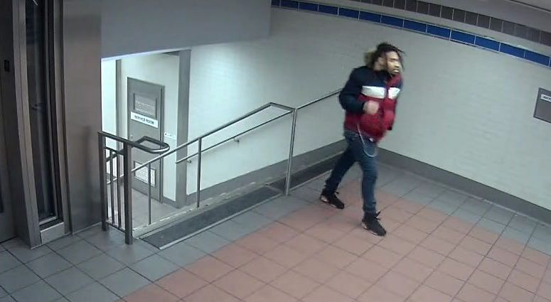 SEPTA surveillance images show a man suspected of raping a woman in LOVE Park early Saturday morning. SEPTA surveillance images show a man suspected of raping a woman in LOVE Park early Saturday morning.