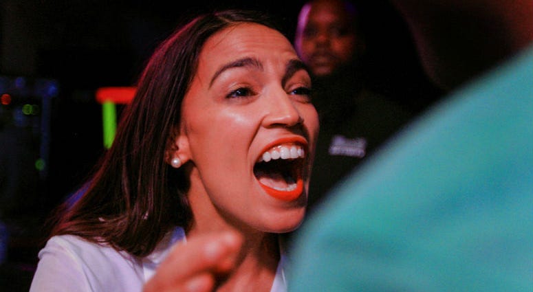 New York Democratic Congressional candidate Alexandria Ocasio-Cortez speaks to supporters, Tuesday, Nov. 6, 2018 in Queens the Queens borough of New York, after defeating Republican challenger Anthony Pappas in the race for the 14th Congressional district