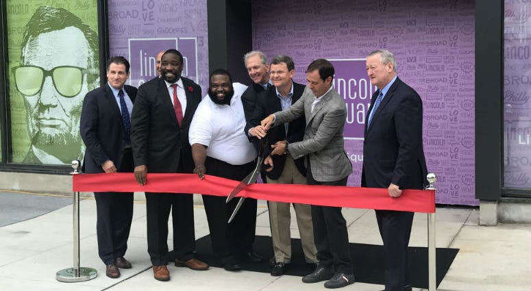 Lincoln Square celebrated its opening at Broad and Washington streets in South Philadelphia with a ribbon-cutting ceremony Wednesday. Lincoln Square celebrated its opening at Broad and Washington streets in South Philadelphia with a ribbon-cutting ceremony Wednesday.
