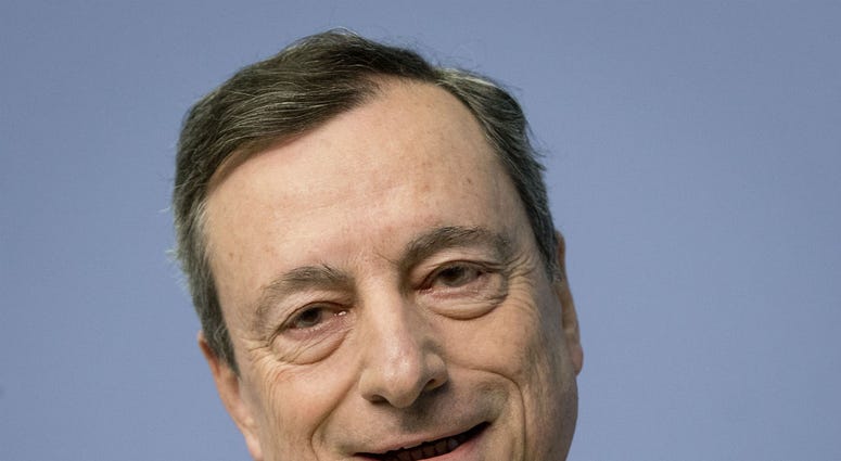 President of European Central Bank Mario Draghi waits for the beginning of a press conference following the Governing Council meeting in Frankfurt, Germany, Wednesday, April 10, 2019. President of European Central Bank Mario Draghi waits for the beginning of a press conference following the Governing Council meeting in Frankfurt, Germany, Wednesday, April 10, 2019.