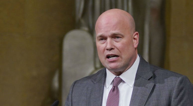 Acting Attorney General Matthew Whitaker speaks at the Dept. of Justice's Annual Veterans Appreciation Day Ceremony, Thursday, Nov. 15, 2018, at the Justice Department in Washington. Acting Attorney General Matthew Whitaker speaks at the Dept. of Justice's Annual Veterans Appreciation Day Ceremony, Thursday, Nov. 15, 2018, at the Justice Department in Washington.
