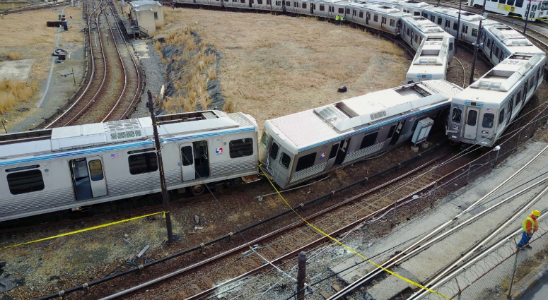 The site of the accident in which a train on the Market-Frankford Line collided with a set of stopped train cars. The site of the accident in which a train on the Market-Frankford Line collided with a set of stopped train cars.