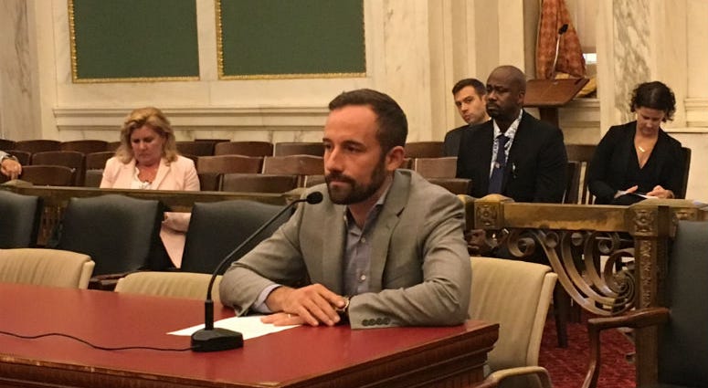 Nic Esposito testifying at Philadelphia City Council's Streets and Services Committee.