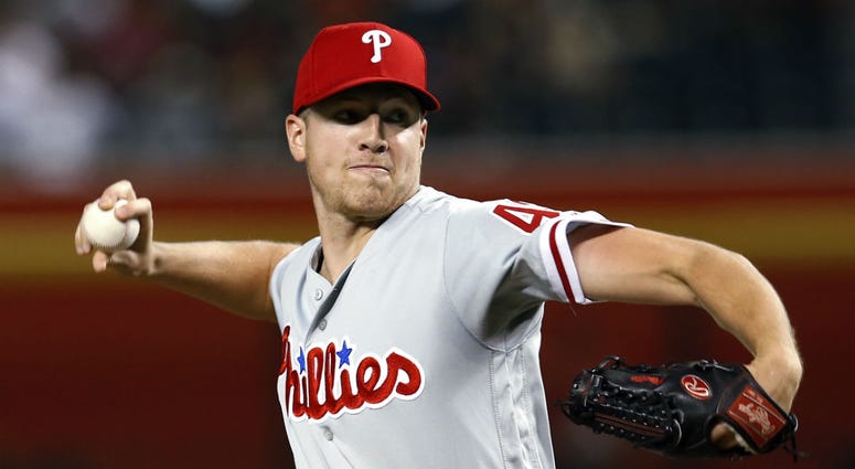 Philadelphia Phillies pitcher Nick Pivetta throws during the first inning of the team's baseball game against the Arizona Diamondbacks, Tuesday, Aug. 7, 2018, in Phoenix. Philadelphia Phillies pitcher Nick Pivetta throws during the first inning of the team's baseball game against the Arizona Diamondbacks, Tuesday, Aug. 7, 2018, in Phoenix.
