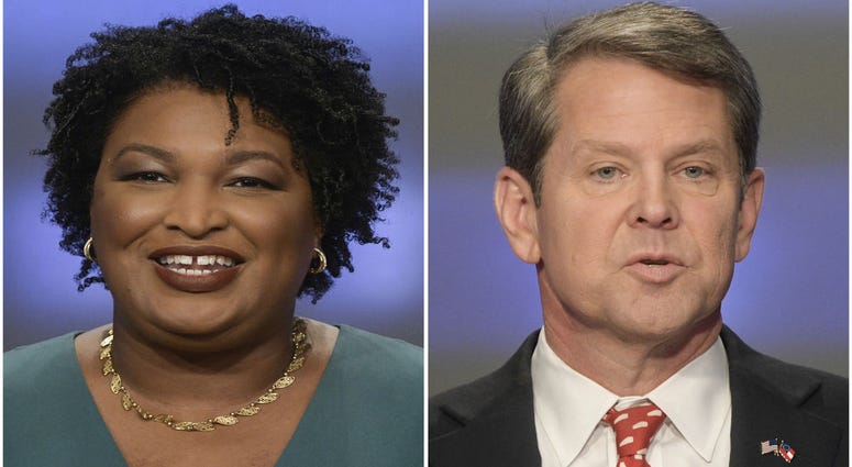 This combination of May 20, 2018, photos shows Georgia gubernatorial candidates Stacey Abrams, left, and Brian Kemp in Atlanta. This combination of May 20, 2018, photos shows Georgia gubernatorial candidates Stacey Abrams, left, and Brian Kemp in Atlanta.