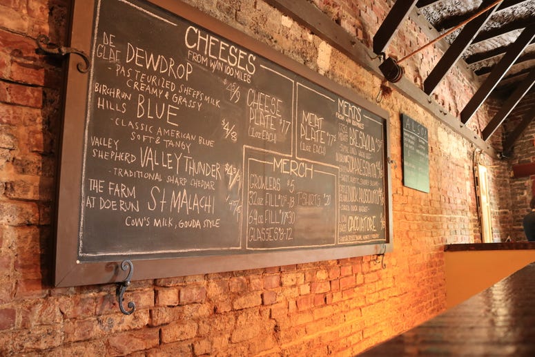 The menu board at Tired Hands Brewing Company in Ardmore Tired Hands