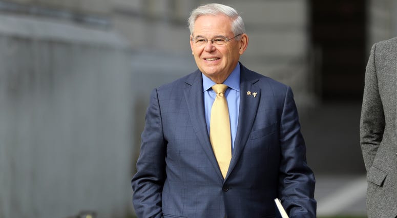 Senator Bob Menendez walks out of Martin Luther King Jr. Federal Courthouse in Newark. Bob Menendez
