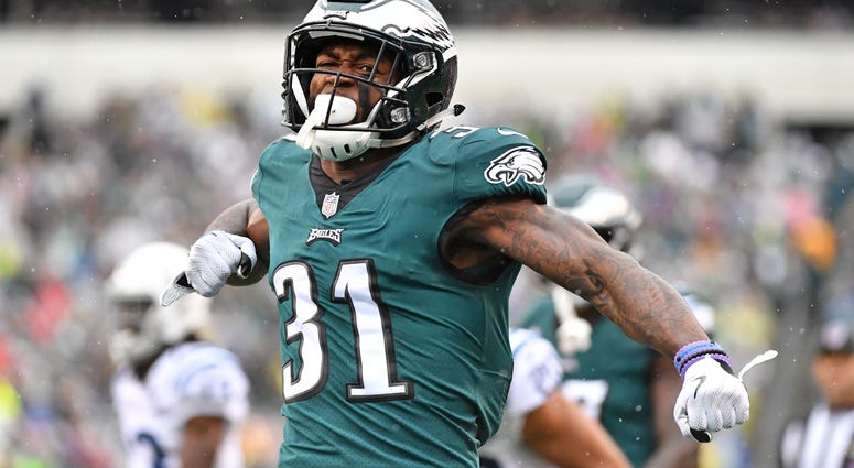 Sep 23, 2018; Philadelphia, PA, USA; Philadelphia Eagles defensive back Jalen Mills (31) reacts after making a play against the Indianapolis Colts during the first quarter at Lincoln Financial Field. Sep 23, 2018; Philadelphia, PA, USA; Philadelphia Eagles defensive back Jalen Mills (31) reacts after making a play against the Indianapolis Colts during the first quarter at Lincoln Financial Field.