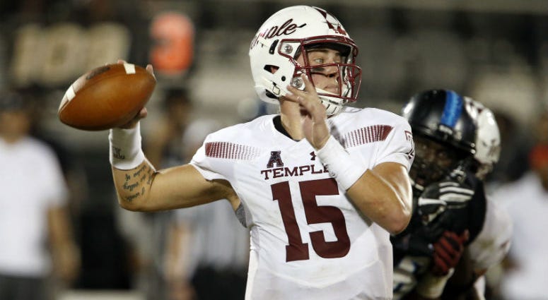Nov 1, 2018; Orlando, FL, USA;Temple Owls quarterback Anthony Russo throws a pass during the second half against the UCF Knights at Spectrum Stadium. Temple Owls quarterback Anthony Russo throws a pass.