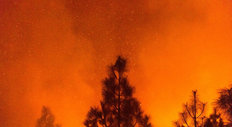 Nov. 14, 2018; Bloomer Hill, CA, USA; Firefighters from Div Q Q conduct backburn to remove fuel as they work to contain fire near Bloomer Hill. Nov. 14, 2018; Bloomer Hill, CA, USA; Firefighters from Div Q Q conduct backburn to remove fuel as they work to contain fire near Bloomer Hill.