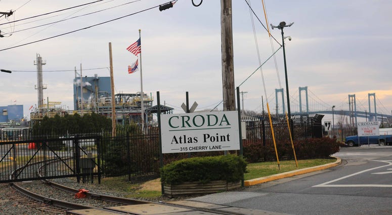 Croda Inc., in New Castle located at the base of the Delaware Memorial Bridge had a toxic release leaking ethylene oxide, an extremely flammable gas, from a tank on the site, causing the bridge to be shut down for several hours on Sunday night. Croda Inc., in New Castle located at the base of the Delaware Memorial Bridge had a toxic release leaking ethylene oxide, an extremely flammable gas, from a tank on the site, causing the bridge to be shut down for several hours on Sunday night.
