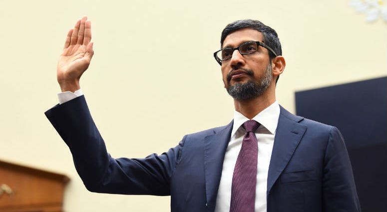 Sundar Pichai, CEO of Google, testifies before the House Judiciary Committee. Sundar Pichai, CEO of Google, testifies before the House Judiciary Committee.