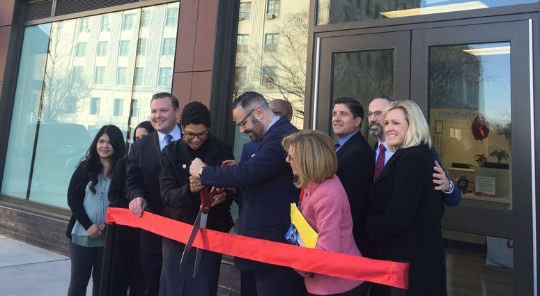 Rutgers-Camden Chancellor Phoebe Haddon and John Colaizzi, Regional Director of Specialty Pharmacy Operations for Walgreens, cut the ribbon on the Community Pharmacy on Federal Street in Camden. Rutgers-Camden Chancellor Phoebe Haddon and John Colaizzi, Regional Director of Specialty Pharmacy Operations for Walgreens, cut the ribbon on the Community Pharmacy on Federal Street in Camden.