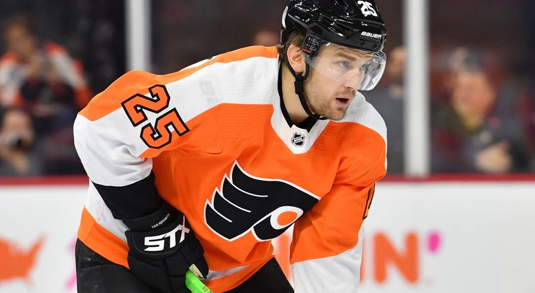 Nov 13, 2019; Philadelphia, PA, USA; Philadelphia Flyers left wing James van Riemsdyk (25). Philadelphia Flyers left wing James van Riemsdyk (25).