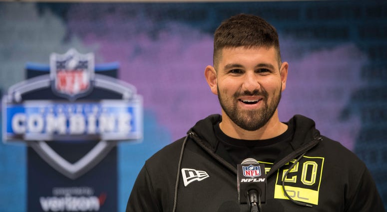 Temple offensive lineman Matt Hennessy speaks to the media during the 2020 NFL Combine in the Indianapolis Convention Center. Temple offensive lineman Matt Hennessy speaks to the media during the 2020 NFL Combine in the Indianapolis Convention Center.