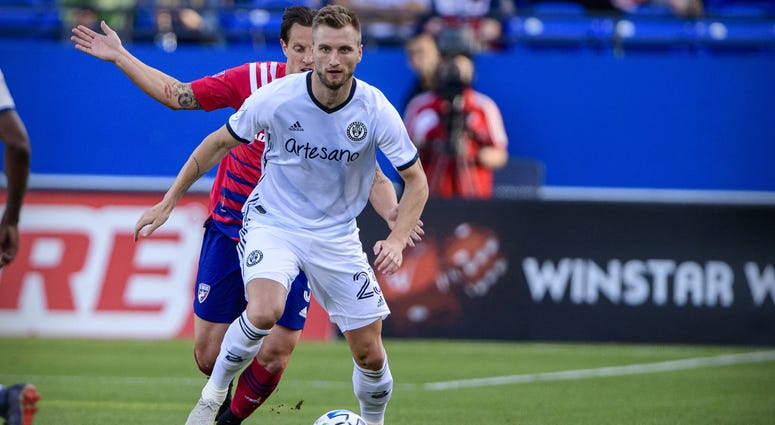 Feb 29, 2020; Frisco, Texas, USA; Philadelphia Union forward Kacper Przybylko (23) in action during the game between FC Dallas and the Philadelphia Union. Philadelphia Union forward Kacper Przybylko (23) in action during the game between FC Dallas and the Philadelphia Union.