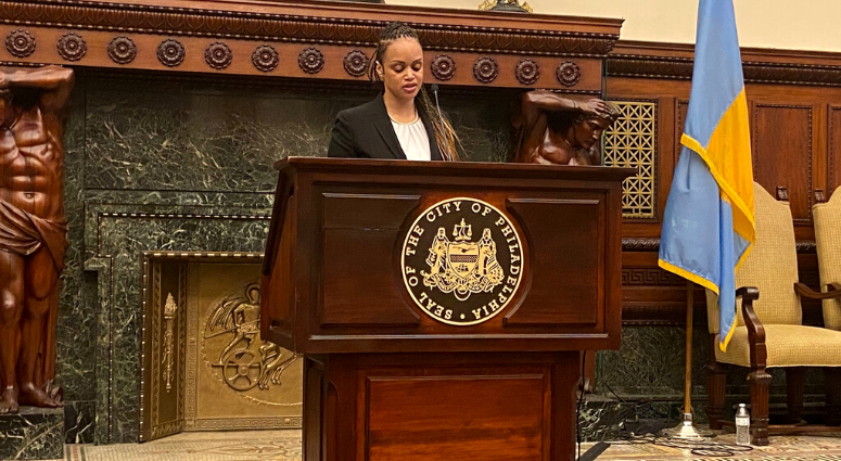 Danielle Outlaw speaks at a press conference at City Hall, Dec. 30, 2019, discussing her impending position as Philadelphia's newest police commissioner. Danielle Outlaw