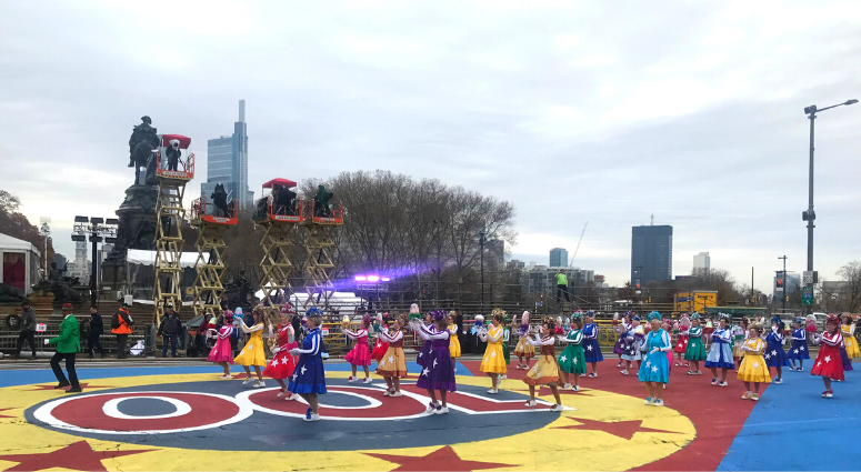 Philadelphia Thanksgiving Day Parade performers rehearse ahead of the big day. Philadelphia Thanksgiving Day Parade rehearsal