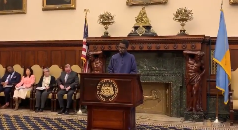 Tyrone Jones talks about residential placement and Philadelphia youth. Tyrone Jones at Philadelphia City Hall, residential placement for youth.