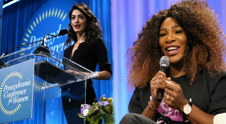 Amal Clooney and Serena Williams in Philadelphia headlining the 15th annual Pennsylvania Conference for Women. Pennsylvania Conference for Women