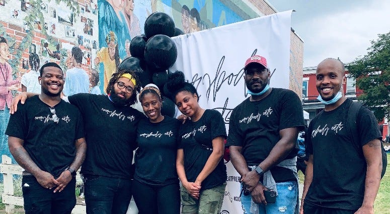 From left to right: Chefs Elijah Milligan, Kurt Evans, Aziza Young, Stephanie Nicole Willis, Gregory Headen, Malik Ali From left to right: Chefs Elijah Milligan, Kurt Evans, Aziza Young, Stephanie Nicole Willis, Gregory Headen, Malik Ali