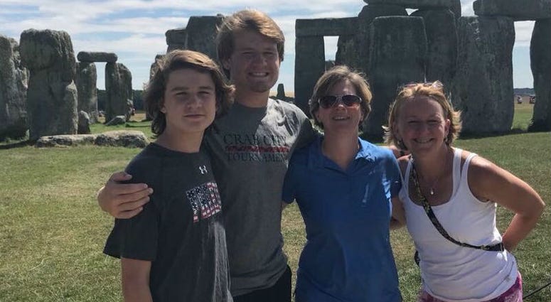 Alicia Terrizzi and Loreen Bloodgood are shown at Stonehenge with their two sons. Alicia Terrizzi and Loreen Bloodgood are shown at Stonehenge with their two sons.