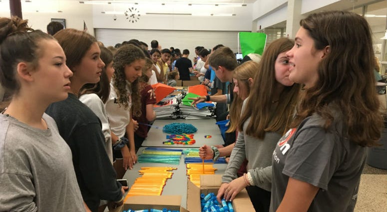 Lower Merion students participated in a backpack stuffing race for charity — and also attempted to break a Guinness World Record for stuffing the most backpacks with school supplies in the least amount of time. Lower Merion students participated in a backpack stuffing race for charity — and also attempted to break a Guinness World Record for stuffing the most backpacks with school supplies in the least amount of time.