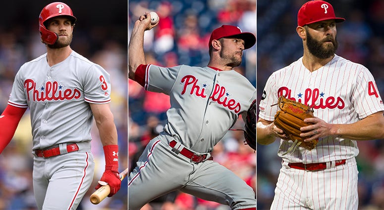 From left: Bryce Harper, David Robertson and Jake Arrieta Bryce Harper, David Robertson and Jake Arrieta