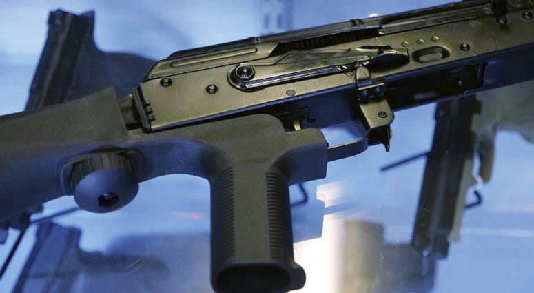 A "bump stock" is attached to a semi-automatic rifle at the Gun Vault store and shooting range in South Jordan, Utah. A "bump stock" is attached to a semi-automatic rifle at the Gun Vault store and shooting range in South Jordan, Utah.