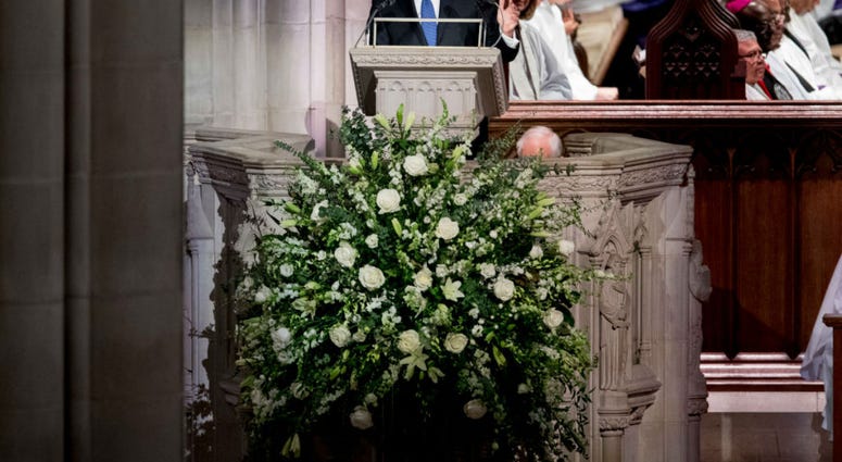 Presidential biographer Jon Meacham speaks during the State Funeral for former President George H.W. Bush at the National Cathedral, December 5, 2018 in Washington, DC. Presidential biographer Jon Meacham speaks during the State Funeral for former President George H.W. Bush at the National Cathedral, December 5, 2018 in Washington, DC.