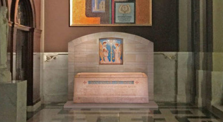 A conceptual view of the shrine for St. Katharine Drexel at the Cathedral Basilica of Saints Peter and Paul. A conceptual view of the shrine for St. Katharine Drexel at the Cathedral Basilica of Saints Peter and Paul.